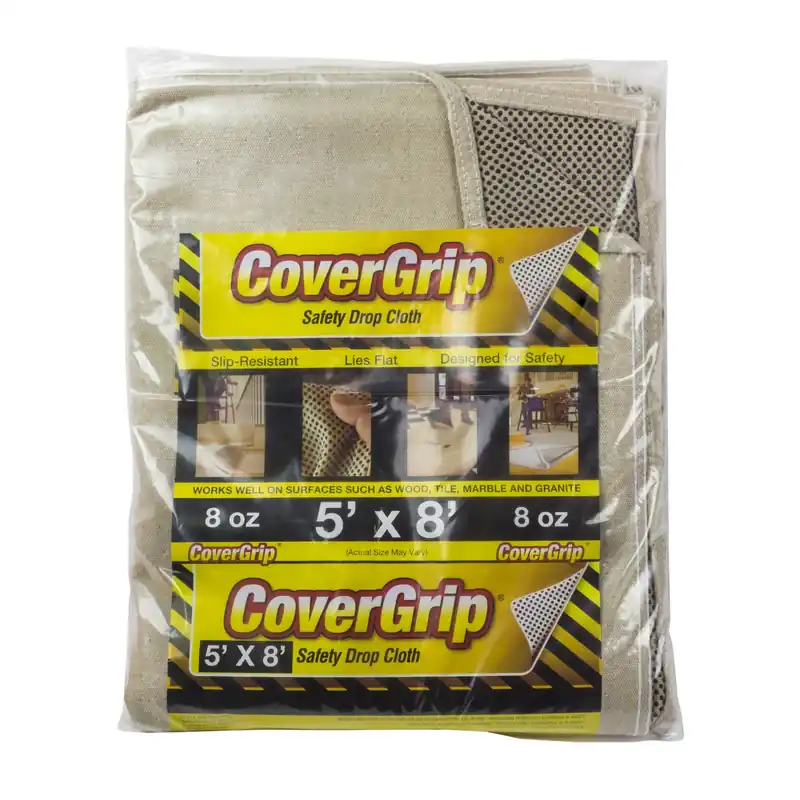 CoverGrip 5 Ft. W X 8 Ft. L X 1.5 Mil 8 Oz Safety Canvas Drop Cloth 1 Pk