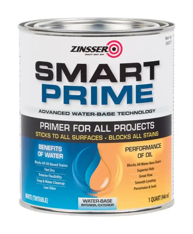 Smart Prime Water-based Interior/exterior Stain Blocking Primer, White, 1 Quart