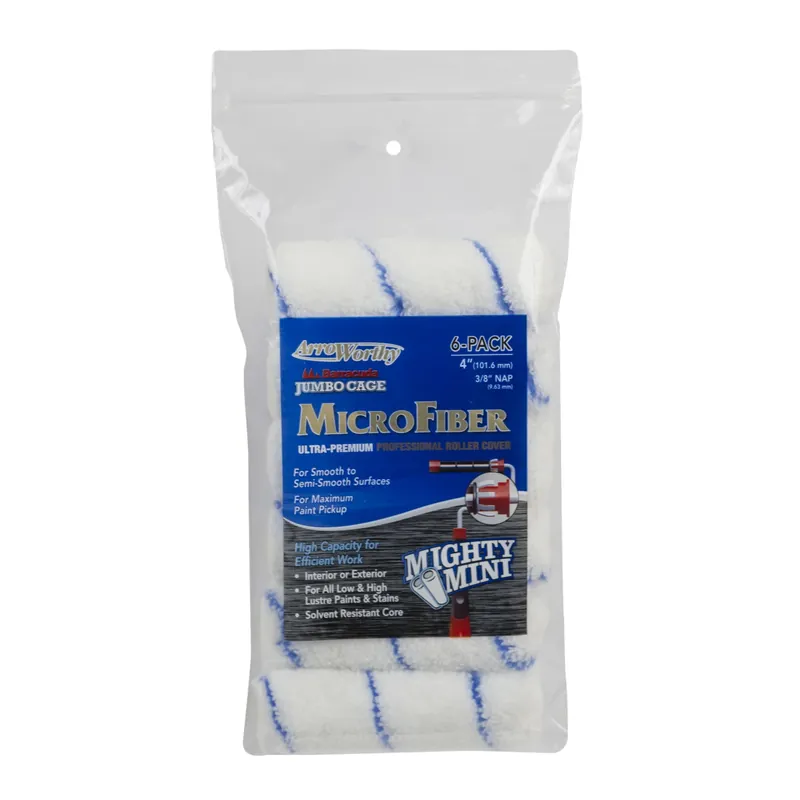 ArroWorthy Barracuda Microfiber 4 In. W X 3/8 In. Jumbo Paint Roller Cover 6 Pk