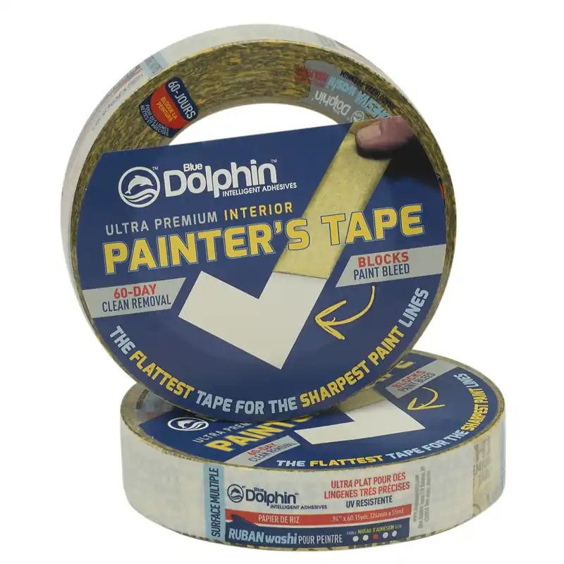 Blue Dolphin Washi .94 In. W X 60 Yd L Yellow Medium Strength Interior Painter‘s Tape 1 Pk