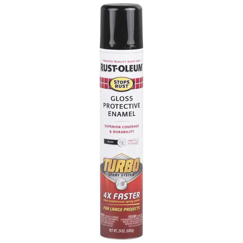 Stops Rust Turbo Spray Paint, Gloss Black, 24-oz.