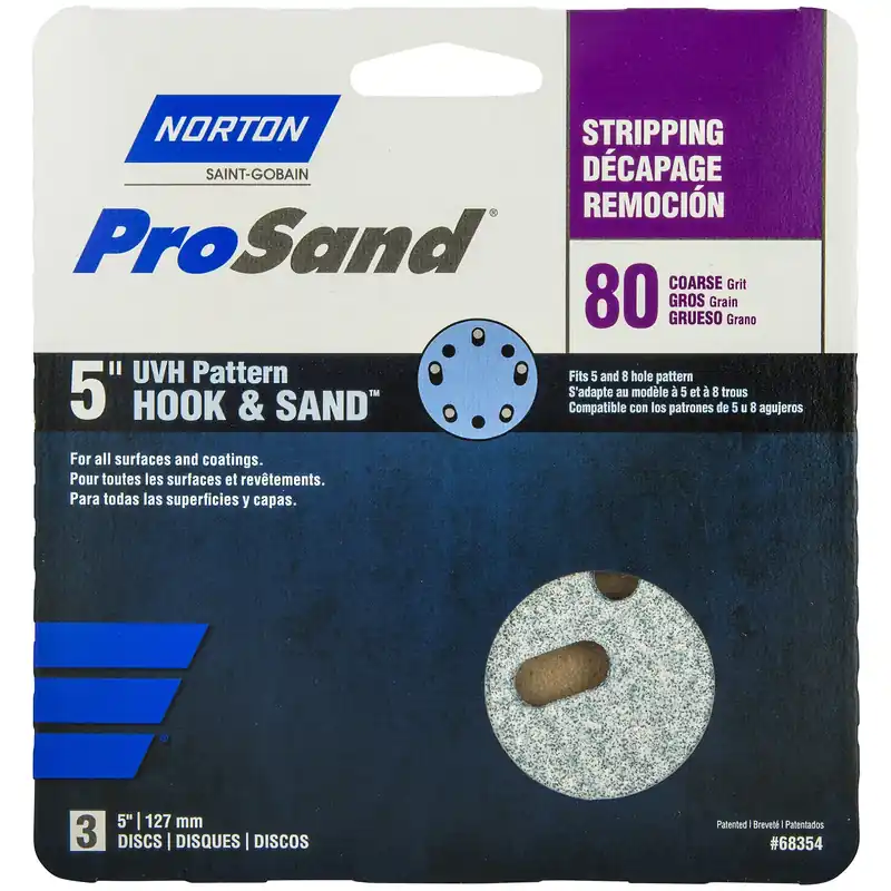 Norton ProSand 5 In. Ceramic Alumina Hook And Loop Sanding Disc 80 Grit Coarse 3 Pk