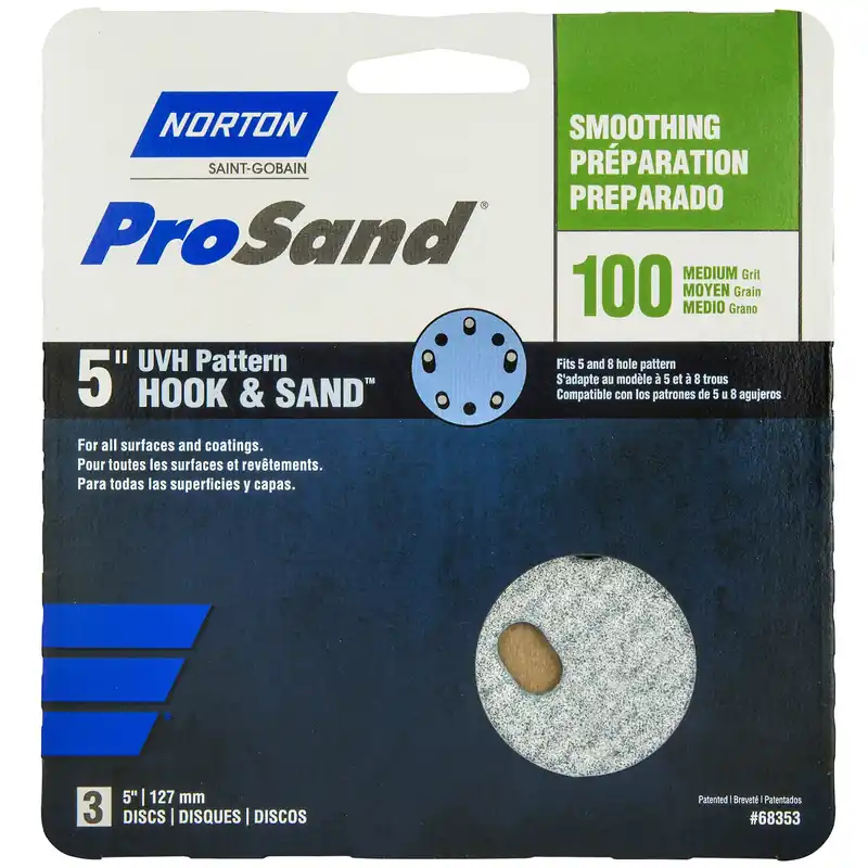 Norton ProSand 5 In. Ceramic Alumina Hook And Loop Sanding Disc 100 Grit Medium 3 Pk