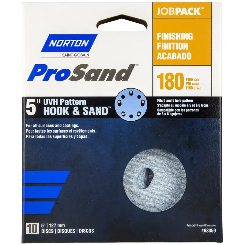 Norton ProSand 5 In. Ceramic Alumina Hook And Loop A975 Sanding Disc 180 Grit Fine 10 Pk