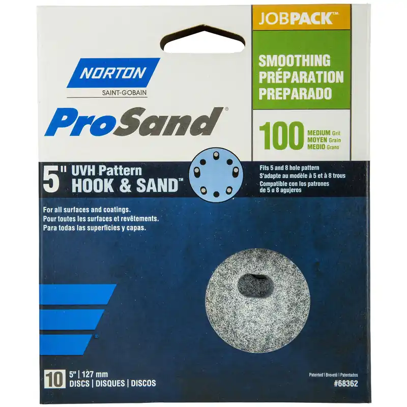 Norton ProSand 5 In. Ceramic Alumina Hook And Loop A975 Sanding Disc 100 Grit Medium 10 Pk