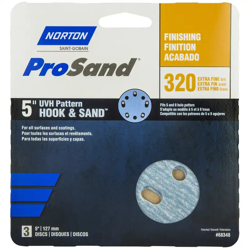 Norton ProSand 5 In. Ceramic Alumina Hook And Loop Sanding Disc 320 Grit Extra Fine 3 Pk