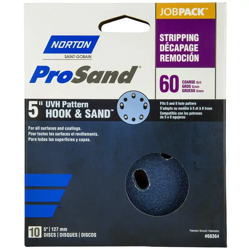 Norton ProSand 5 In. Zirconia Alumina Hook And Loop H831 Sanding Disc 60 Grit Coarse 10 Pk