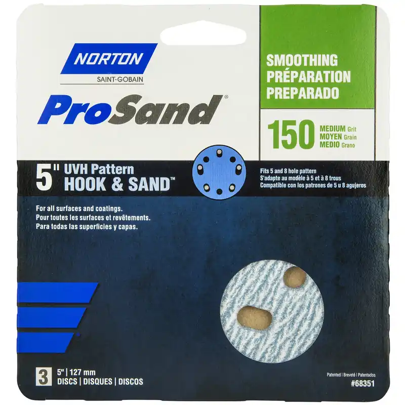 Norton ProSand 5 In. Ceramic Alumina Hook And Loop Sanding Disc 150 Grit Fine 3 Pk