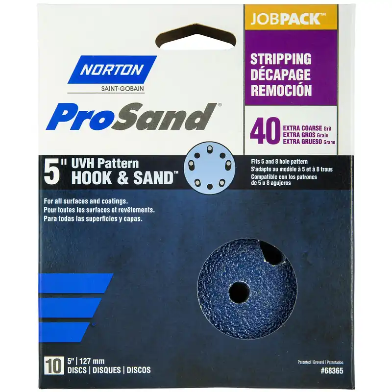 Norton ProSand 5 In. Zirconia Alumina Hook And Loop H831 Sanding Disc 40 Grit Extra Coarse 10 Pk