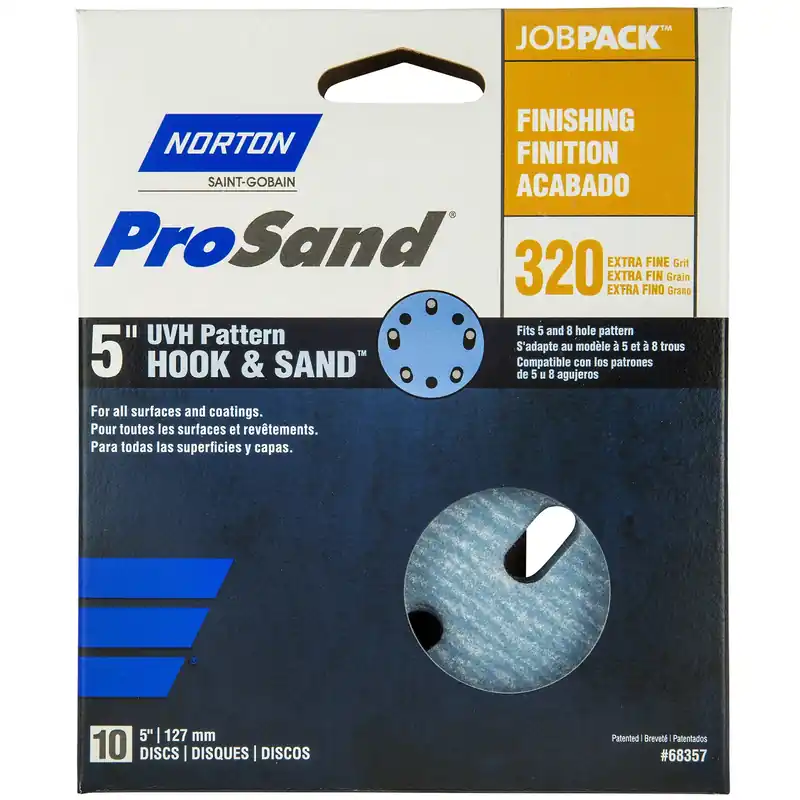Norton ProSand 5 In. Ceramic Alumina Hook And Loop Sanding Disc 320 Grit Extra Fine 10 Pk