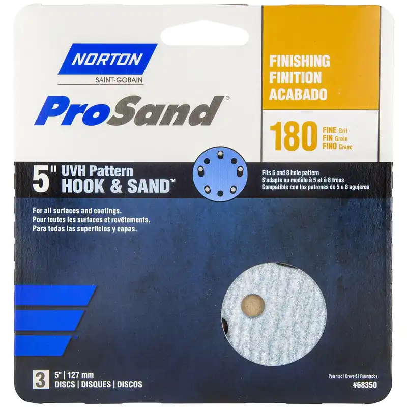 Norton ProSand 5 In. Ceramic Alumina Hook And Loop Sanding Disc 180 Grit Fine 3 Pk