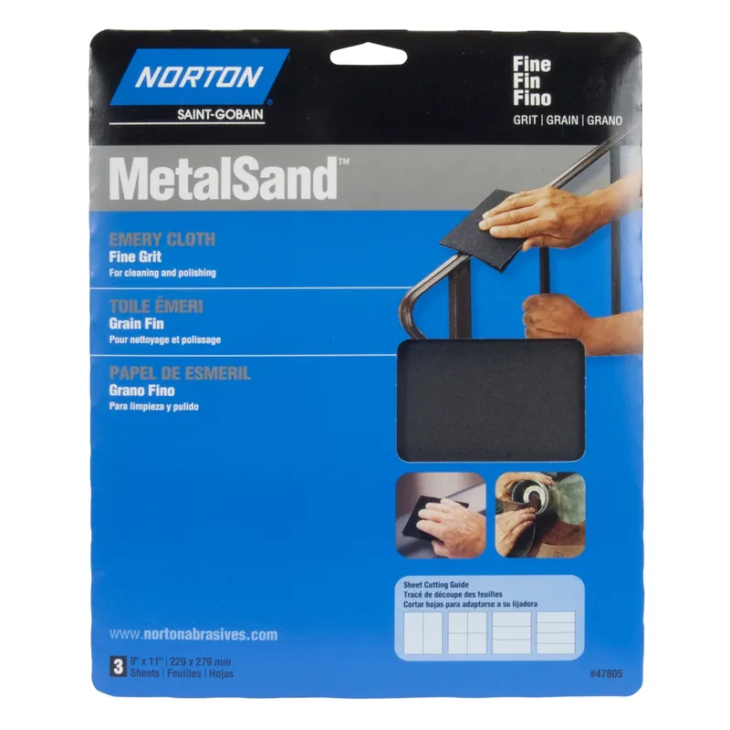 Norton MetalSand 11 In. L X 9 In. W 150 Grit Emery Cloth 3 Pk