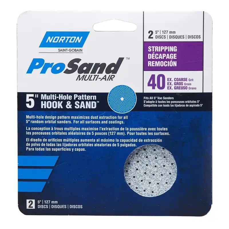 Norton ProSand 5 In. Zirconia Alumina Hook And Loop H831 Sanding Disc 40 Grit Extra Coarse 2 Pk