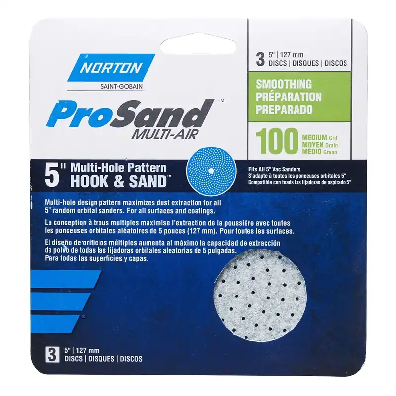 Norton ProSand 5 In. Ceramic Alumina Hook And Loop A975 Sanding Disc 100 Grit Medium 3 Pk