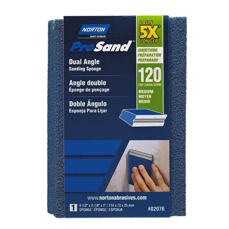 5X Dual Angle Sanding Sponge, 120 Grit (Fine), 4-1/2 X 2-7/8 X 1-In.