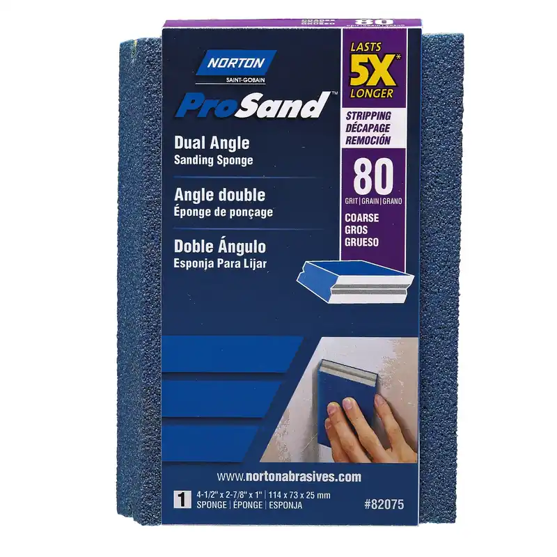 5X Dual Angle Sanding Sponge, 80 Grit (Medium), 4-1/2 X 2-7/8 X 1-In.