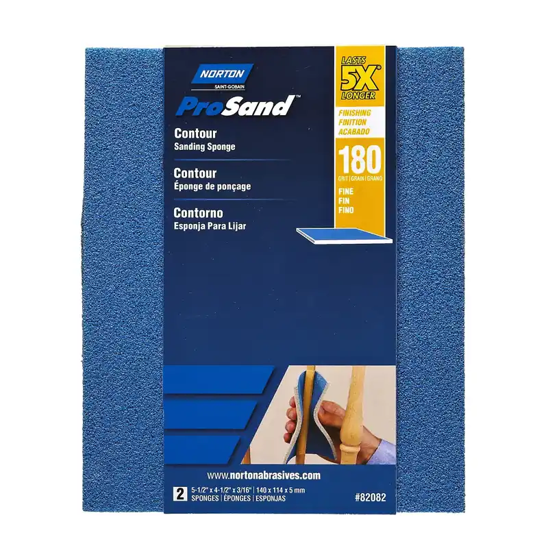 Norton ProSand 5.5 In. L X 4.5 In. W X 0.188 In. 180 Grit Fine Contour Sanding Sponge