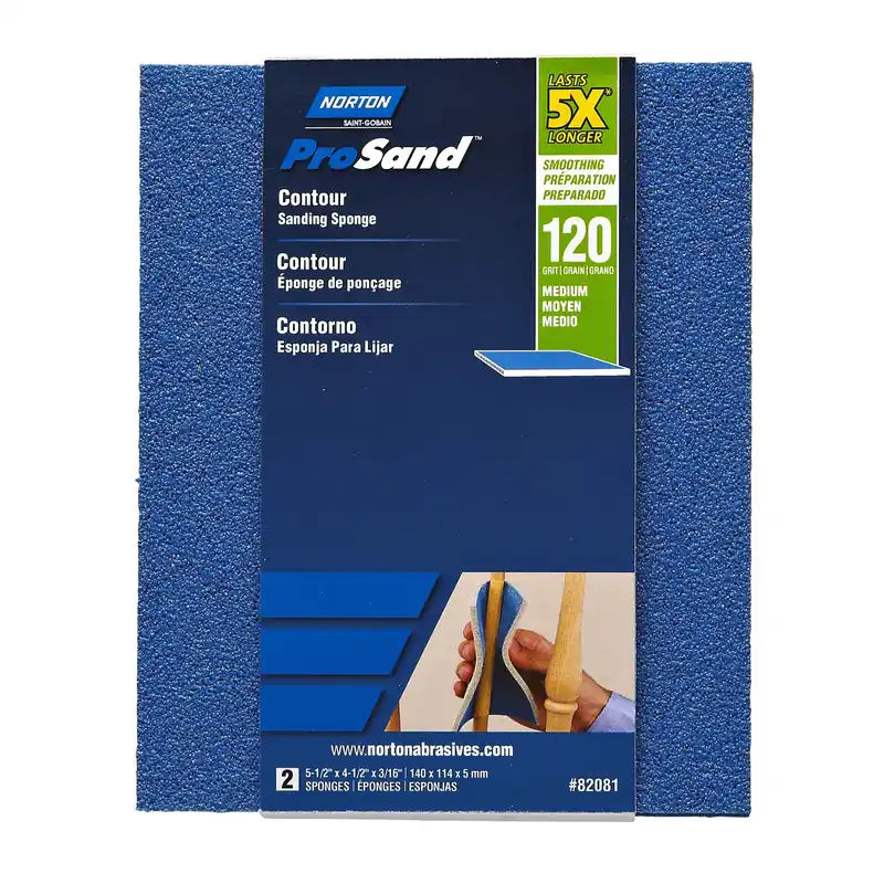 Norton ProSand 5.5 In. L X 4.5 In. W X 0.188 In. 120 Grit Medium Contour Sanding Sponge
