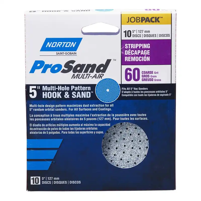 Norton ProSand 5 In. Zirconia Alumina Hook And Loop H831 Sanding Disc 60 Grit Coarse 10 Pk