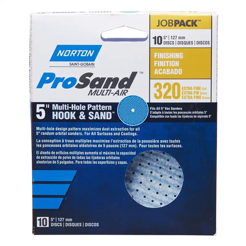 Norton ProSand 5 In. Ceramic Alumina Hook And Loop Sanding Disc 320 Grit Extra Fine 10 Pk