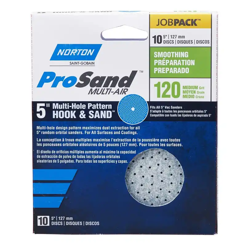 Norton ProSand 5 In. Ceramic Alumina Hook And Loop A975 Sanding Disc 120 Grit Medium 10 Pk