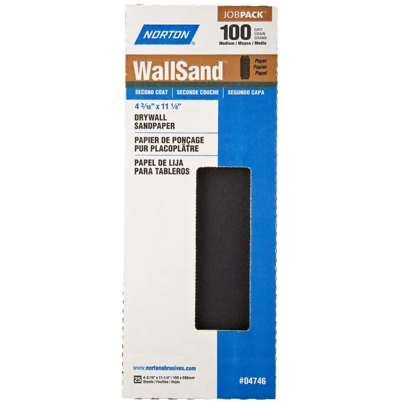 Norton WallSand 11-1/4 In. L X 4-3/16 In. W 100 Grit Silicone Carbide Drywall Sandpaper 25 Pk