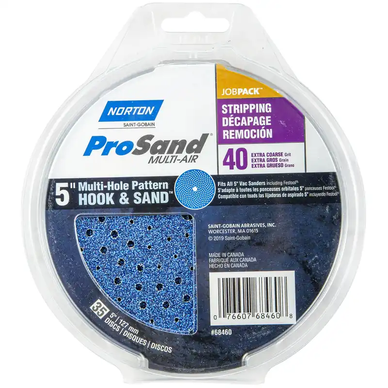 Norton ProSand 5 In. Zirconia Alumina Hook And Loop H831 Sanding Disc 40 Grit Extra Coarse 35 Pk