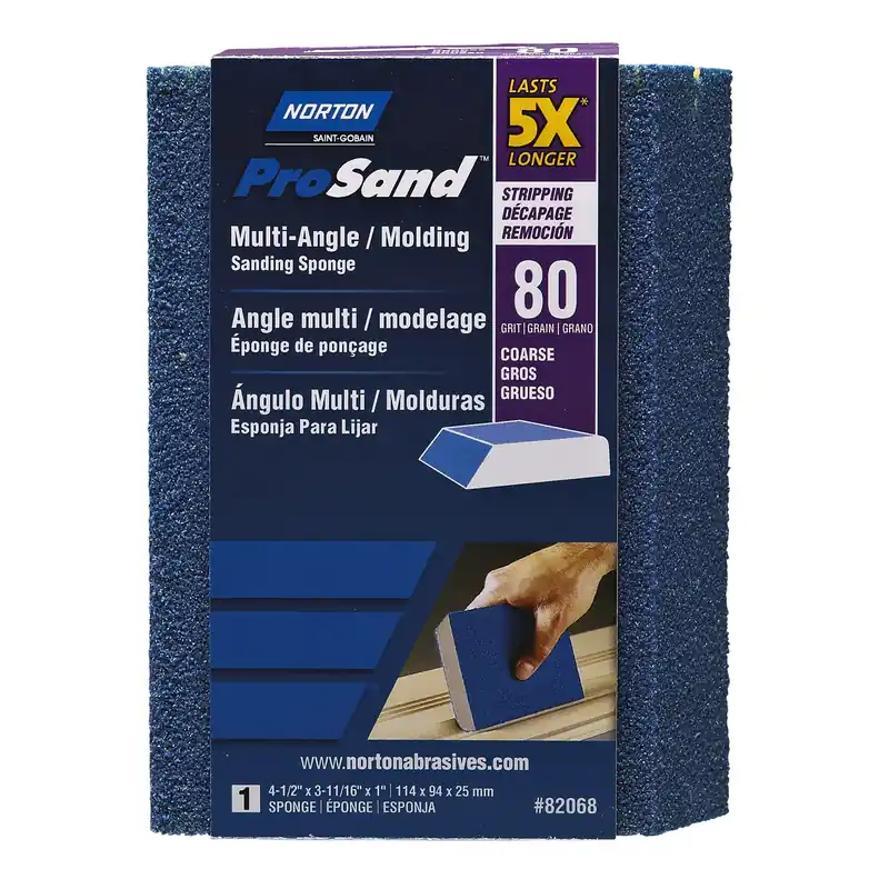 Prosand 4.5 In. L X 3.6875 In. W X 1 In. 80 Grit Coarse Multi-angle Sanding Sponge