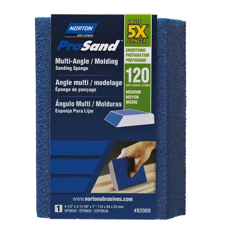 Prosand 4.5 In. L X 3.6875 In. W X 1 In. 120 Grit Medium Multi-angle Sanding Sponge