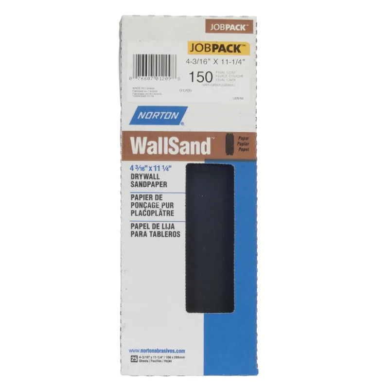 Norton WallSand 11-1/4 In. L X 4-3/16 In. W 150 Grit Silicon Carbide Drywall Sanding Sheet 25 Pk