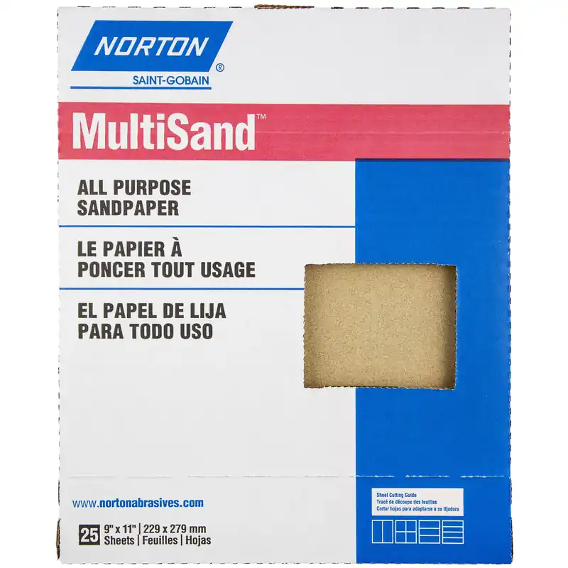 Norton MultiSand 11 In. L X 9 In. W 220 Grit Aluminum Oxide All Purpose Sandpaper 25 Pk