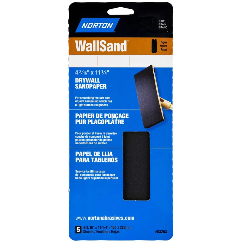 Norton WallSand 11-1/4 In. L X 4-3/16 In. W 80 Grit Silicon Carbide Sanding Sheet 5 Pk