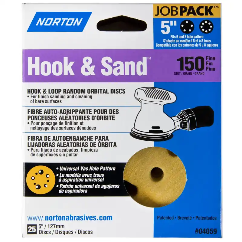 Norton Hook & Sand 5 In. Aluminum Oxide Hook And Loop A290 Sanding Disc 150 Grit Fine 25 Pk