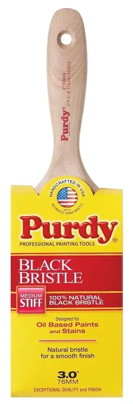 Black Bristle Swan 3 In. Flat Wall Paint Brush - Professional Quality