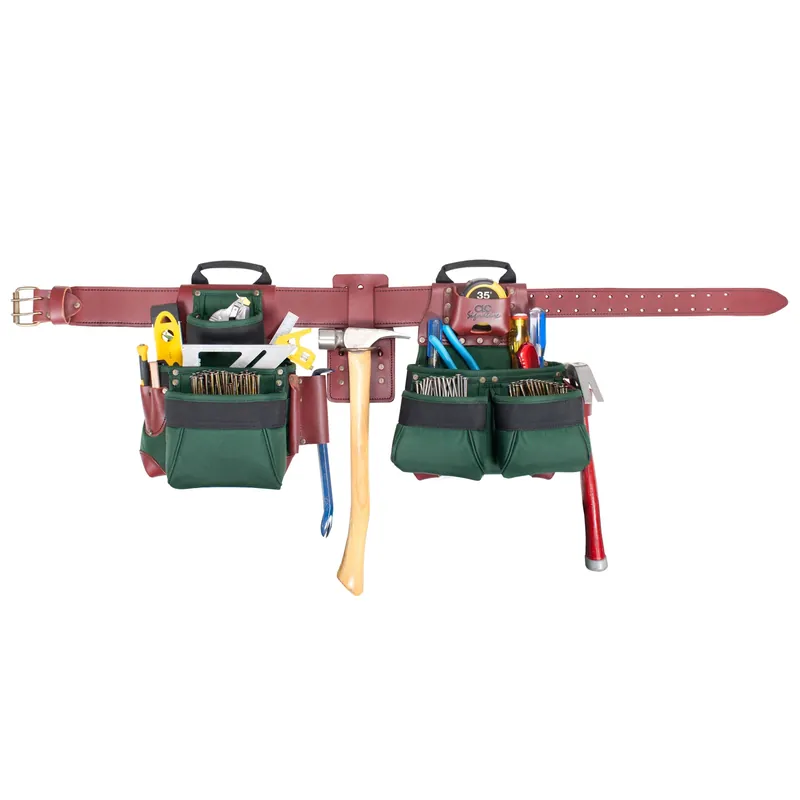 Signature Elite Pro 17 Pocket Ballistic Nylon Framers Combo Tool Belt 54 In. L Green
