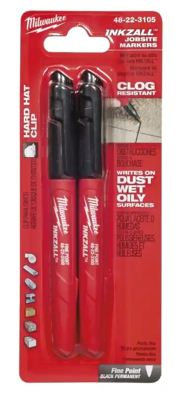 Milwaukee INKZALL Black Fine Tip Jobsite Marker 2 Pk