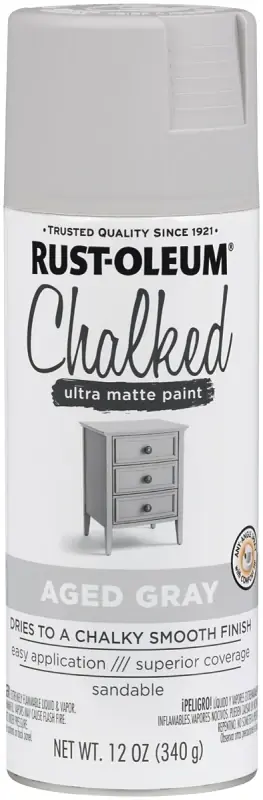 Chalked Spray Paint, Ultra Matte, Aged Gray, 12-oz.