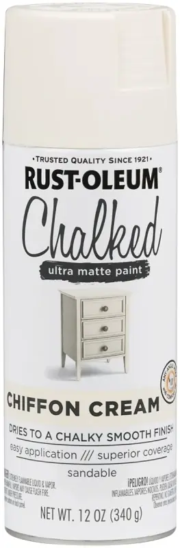 Chalked 1-Coat Spray Paint, Ultra Matte Chiffon Cream, 12-oz.