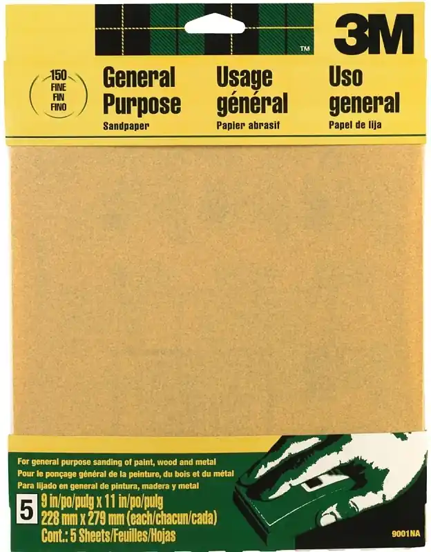 3M 11 In. 31 L X 9 In. 31 W 150 Grit Aluminum Oxide Sandpaper 5 PK