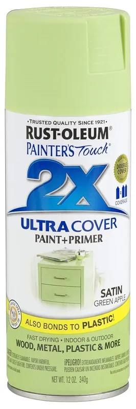 Painter‘s Touch 2X Spray Paint, Satin Green Apple, 12-oz.