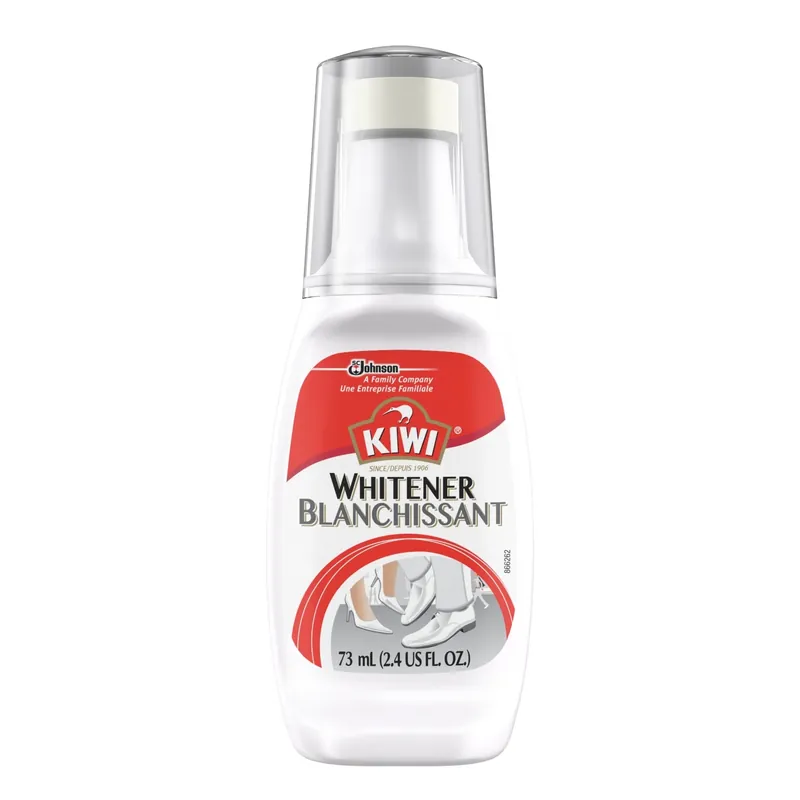 White Shoe Polish 2.5 Oz Liquid Bottle For Leather, Vinyl, And Canvas