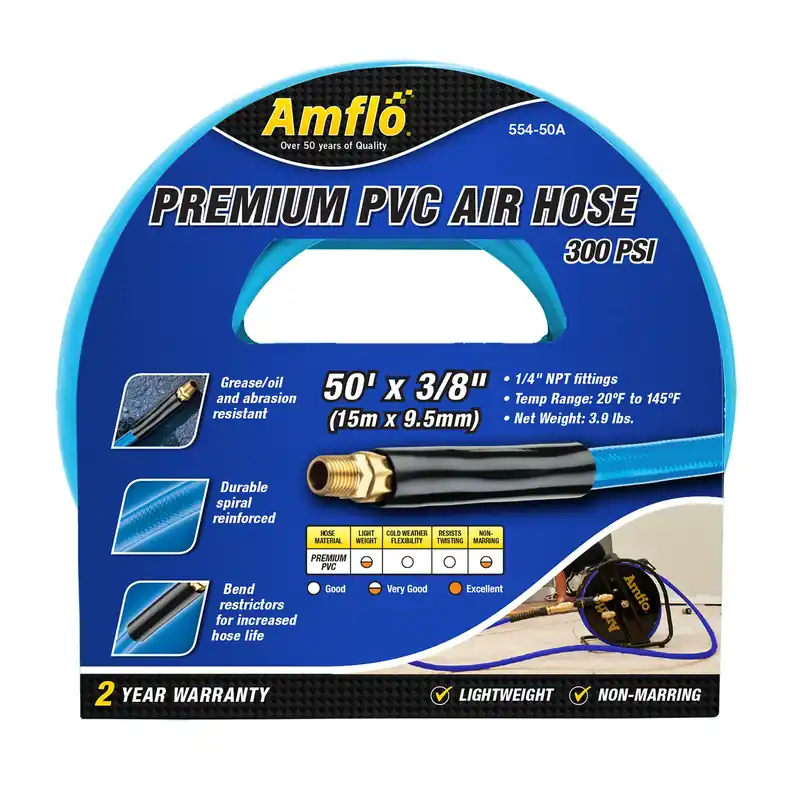 Premium 3/8 In. X 50 Ft. Pvc Air Hose - 300 Psi Pressure Rating