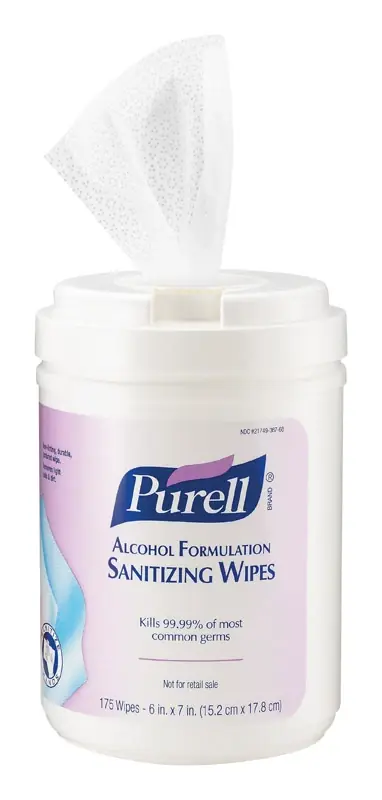 Purell No Scent Antibacterial Alcohol Sanitiizing Wipes 175 Ct