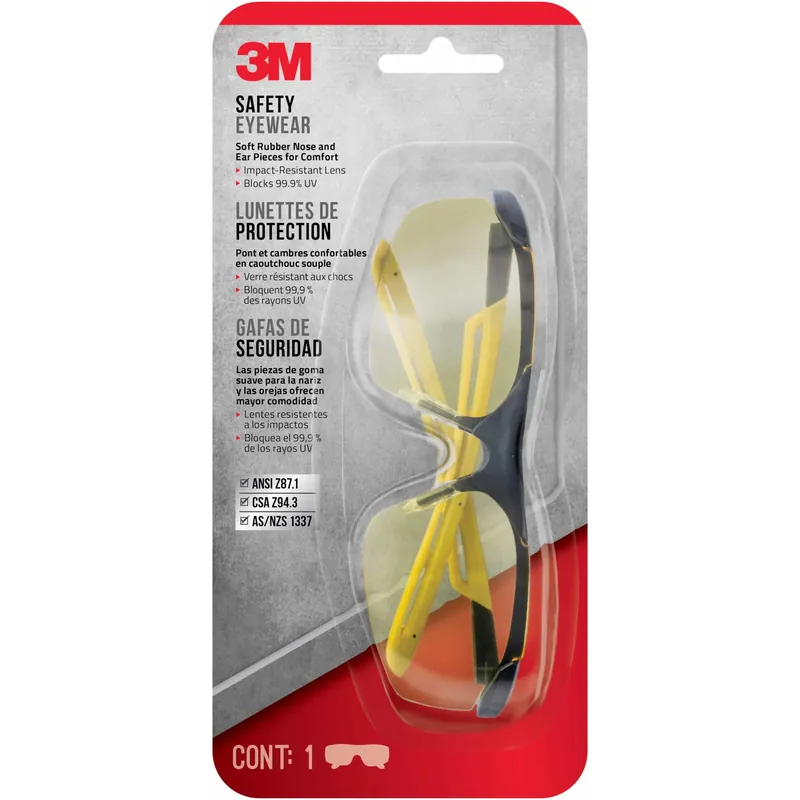 Anti-fog Classic/sleek Safety Glasses Amber Lens Black/yellow Frame Model 90211-hv6-na