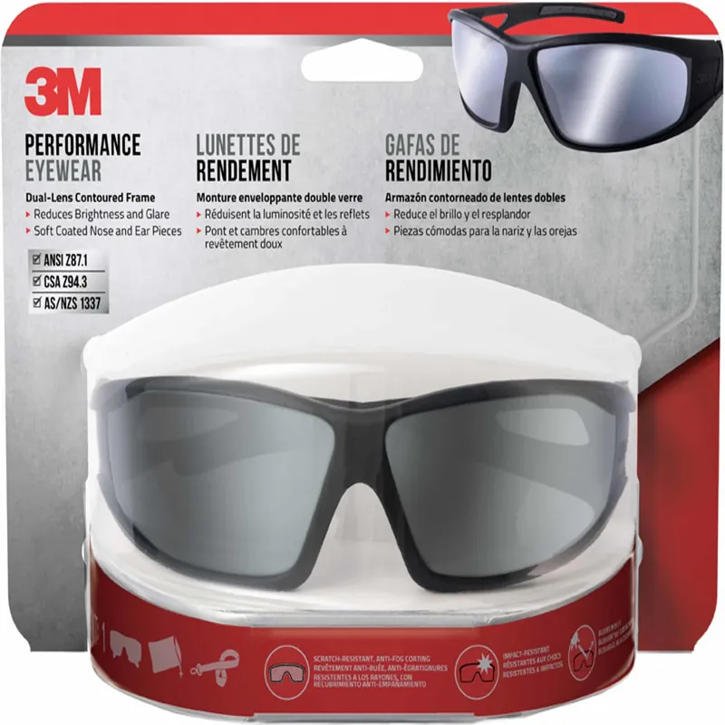 Anti-fog Impact-resistant Safety Glasses Silver Mirror Lens Black Frame Model 90213-hz4-na