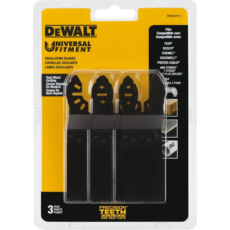 DeWalt Universal Fitment 1-1/4 In. High Carbon Steel Fast Wood Cutting Oscillating Blade 3 Pk