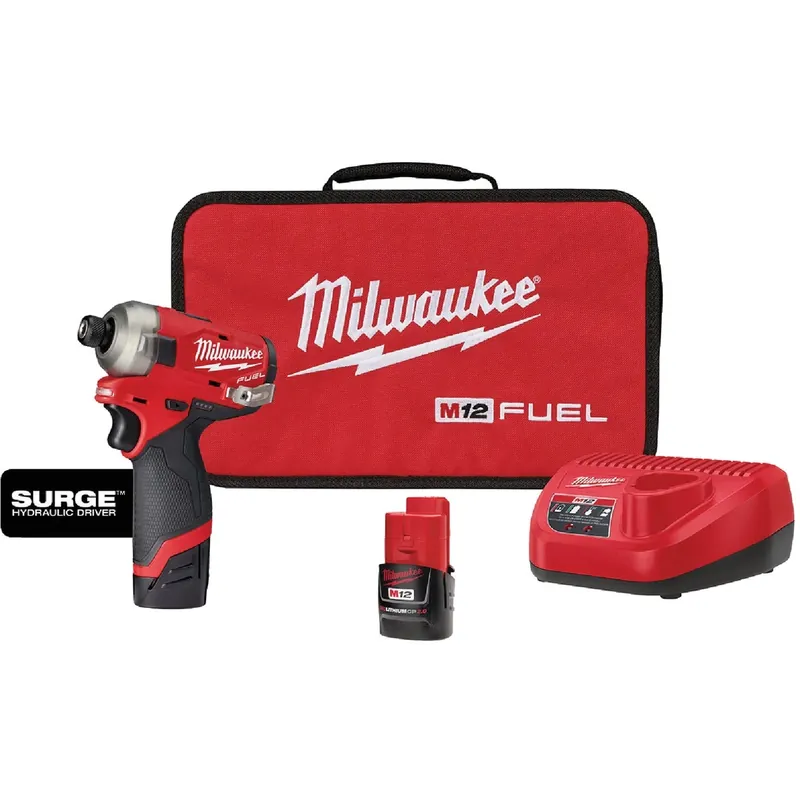 M12 Fuel Surge 12v Brushless 1/4 In. Hex Hydraulic Impact Driver Kit With Batteries