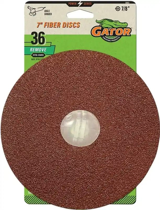 Gator 7 In. Aluminum Oxide Center Mount Fiber Disc 36 Grit Extra Coarse 3 Pk