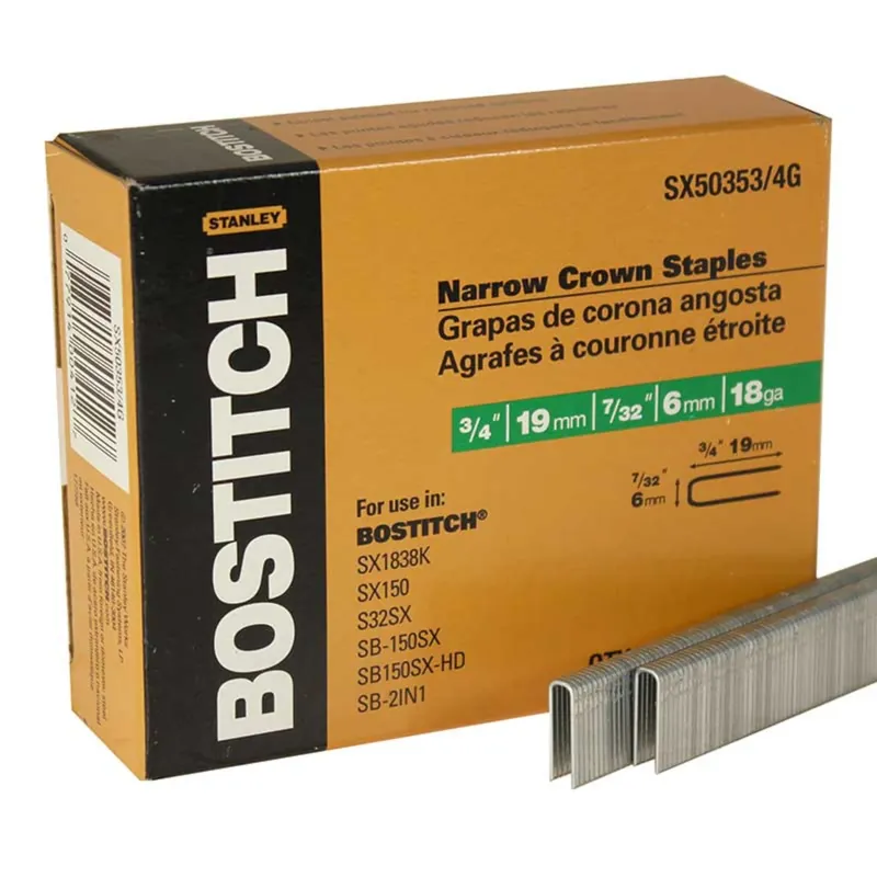 Bostitch SX 7/32 In. W X 3/4 In. L 18 Ga. Narrow Crown Staples 5000 Pk