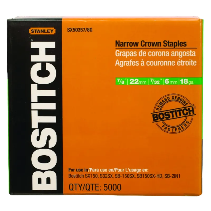 Bostitch SX 7/32 In. W X 7/8 In. L 18 Ga. Narrow Crown Staples 5000 Pk